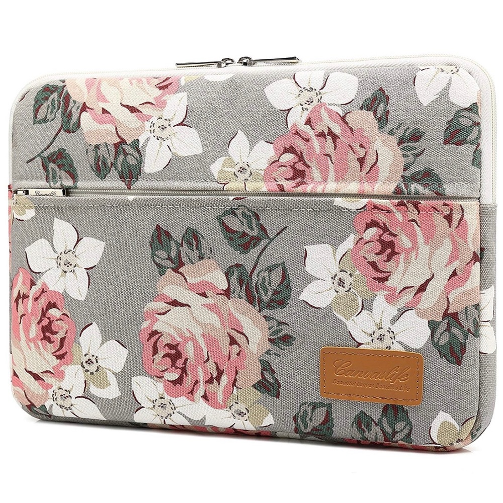 Gray Rose Pattern Waterproof Laptop Case